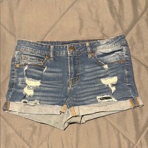 Aeropostale Blue Jean Shorts with Distressed Hem